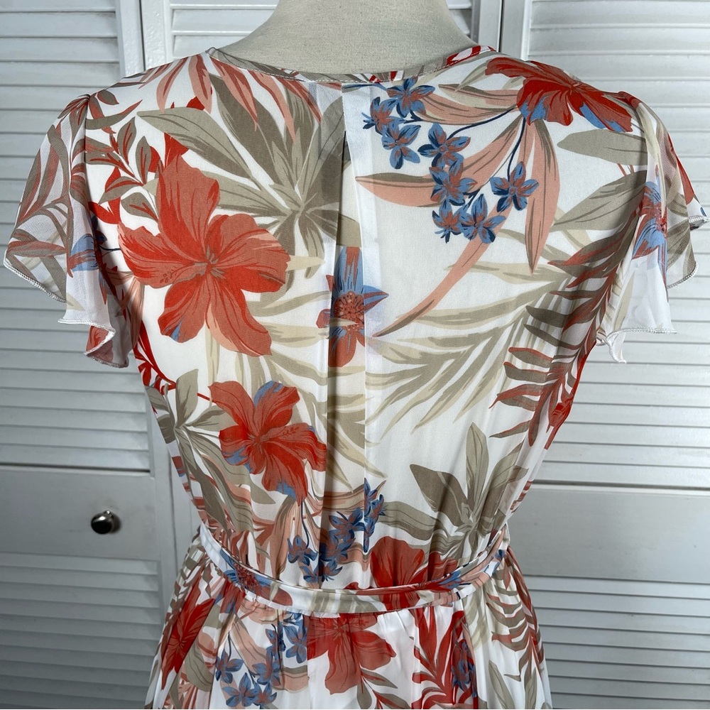 Kate and Lily Floral Maxi Dress Size 6 White Red Tropical Sheer Top - Picture 9 of 15